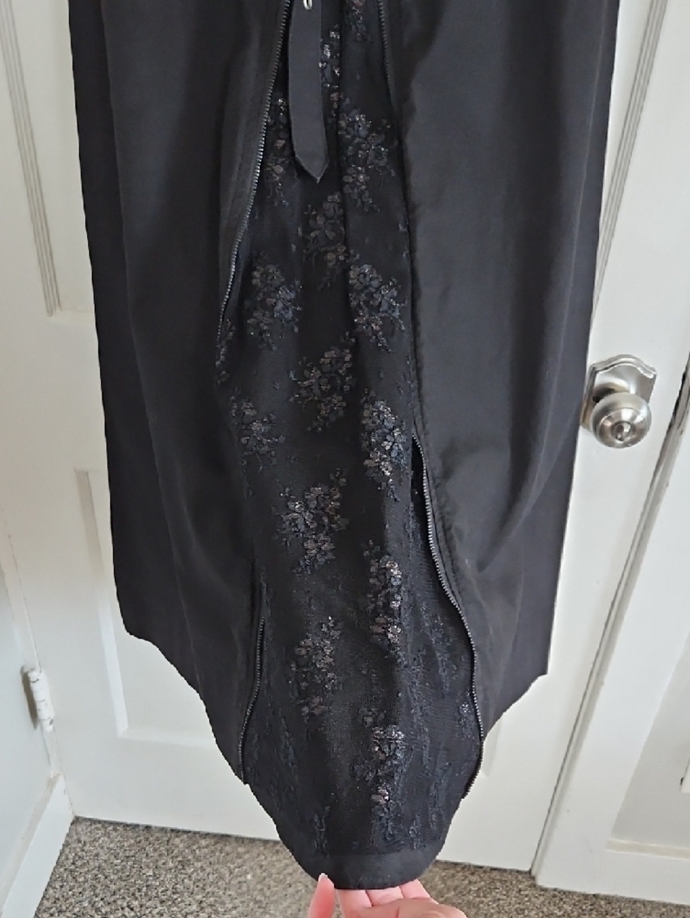 Lip Service Black A-Line Full Length Skirt with Zipper and Sparkley Lace Back - Picture 5 of 9
